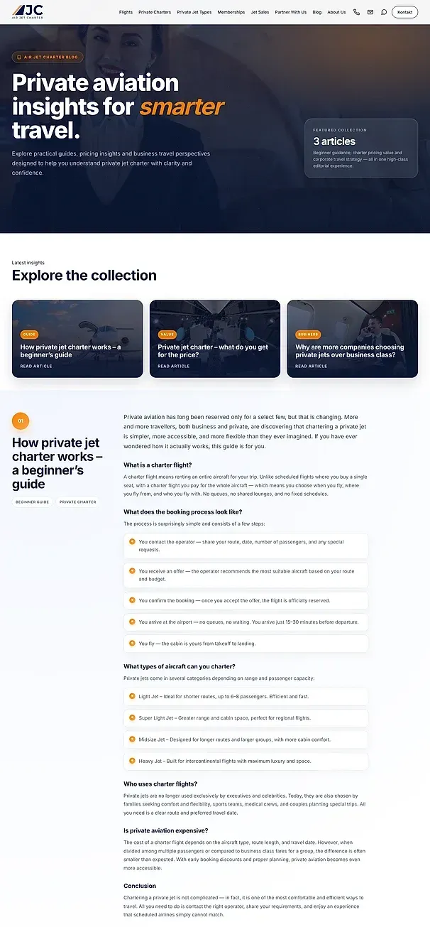 Blog and About us — the Air Jet Charter site