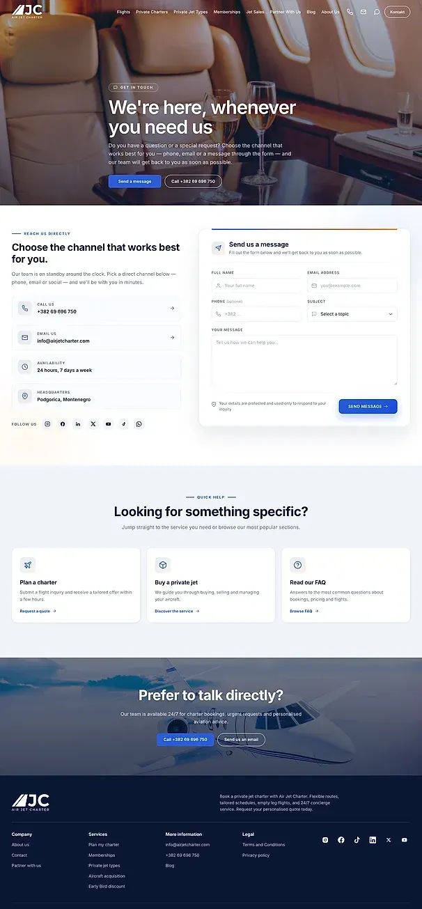 Contact — the Air Jet Charter site