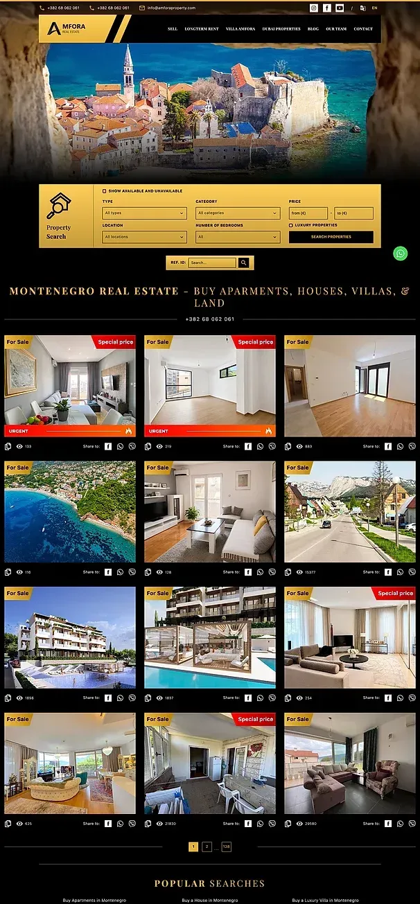 SELL und LONGTERM RENT — die Website von Amfora Real Estate