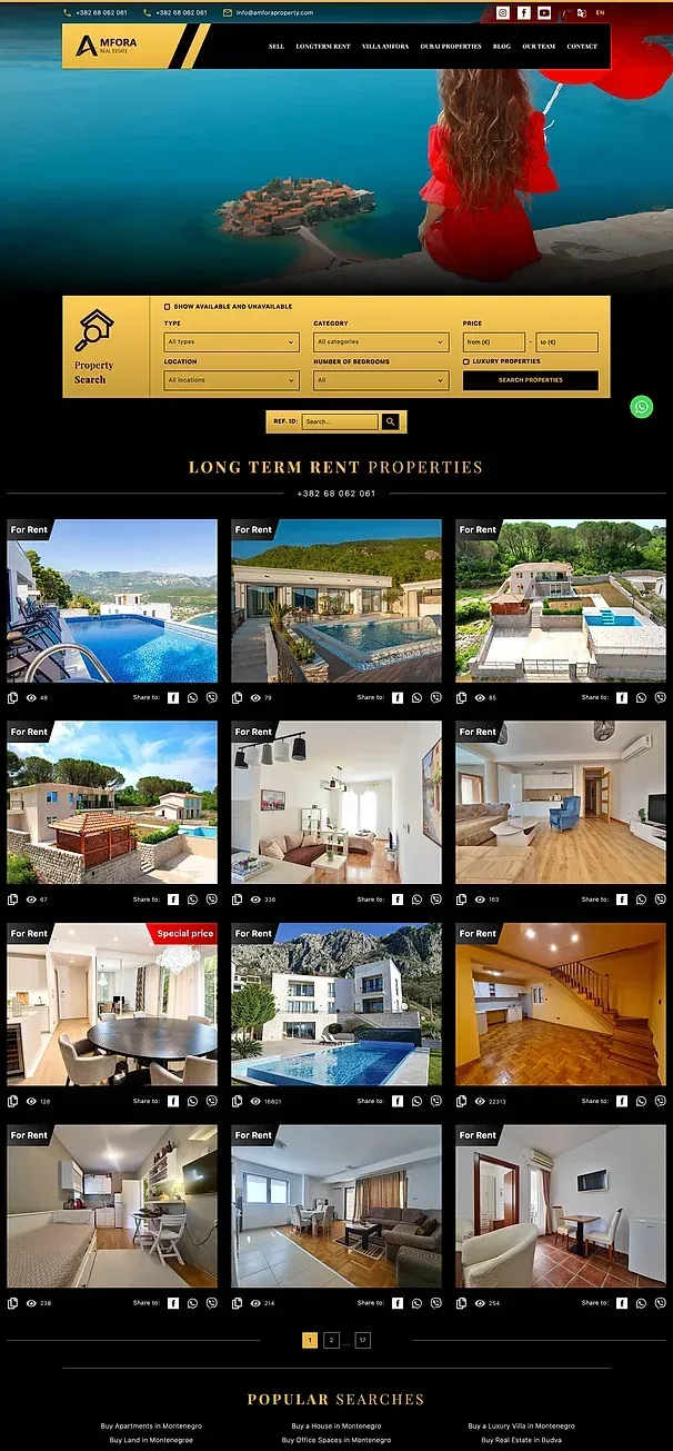 SELL und LONGTERM RENT — die Website von Amfora Real Estate
