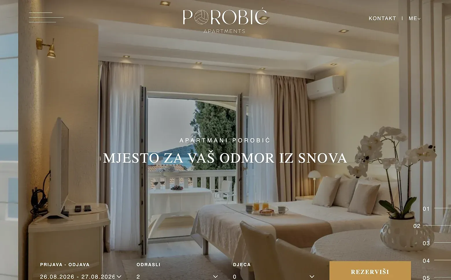 Home page of the Apartmani Porobić website