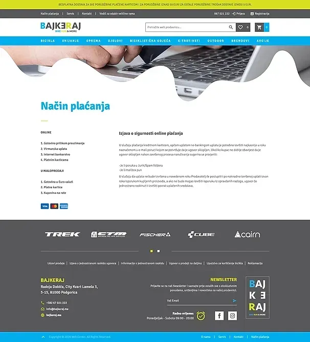Način plaćanja und Servis — die Website von Bajkeraj