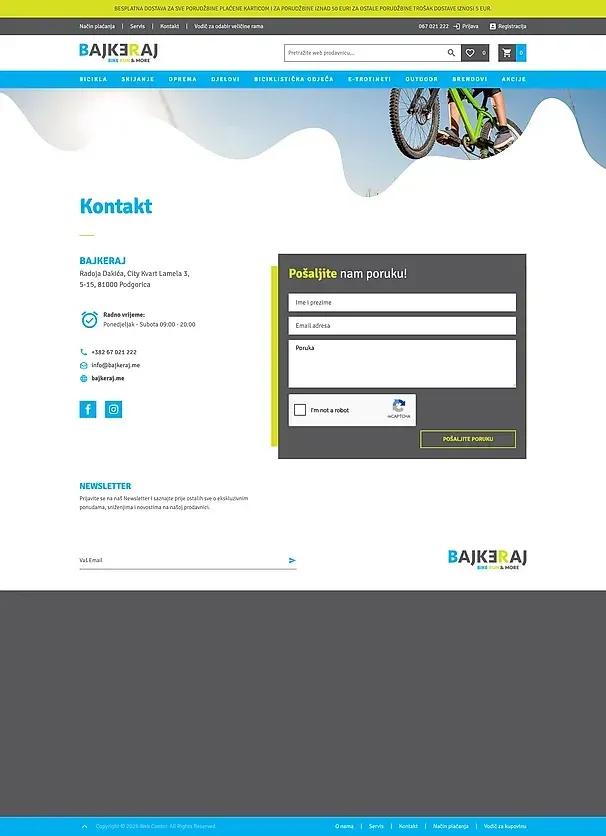 Kontakt und Vodič za odabir veličine rama — die Website von Bajkeraj