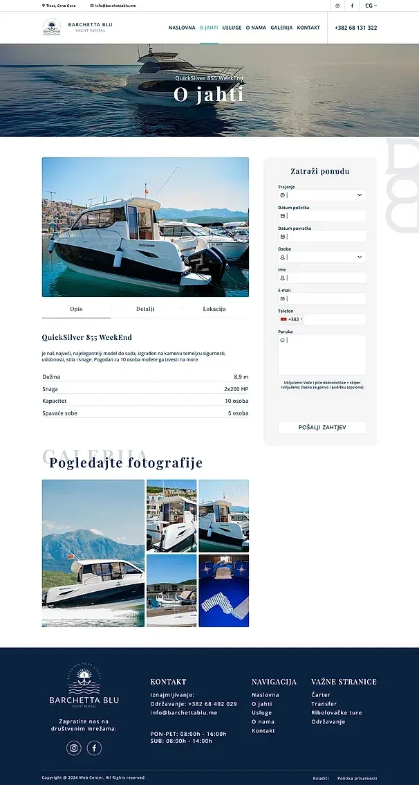 About the yacht and Services — the Barchetta Blu site