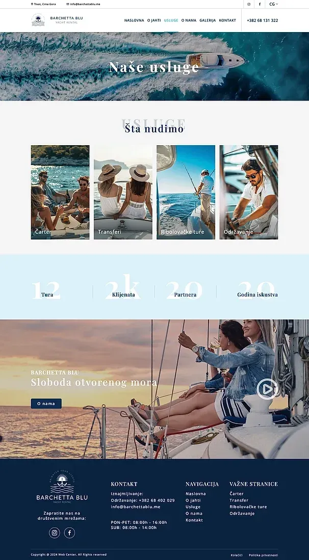 About the yacht and Services — the Barchetta Blu site