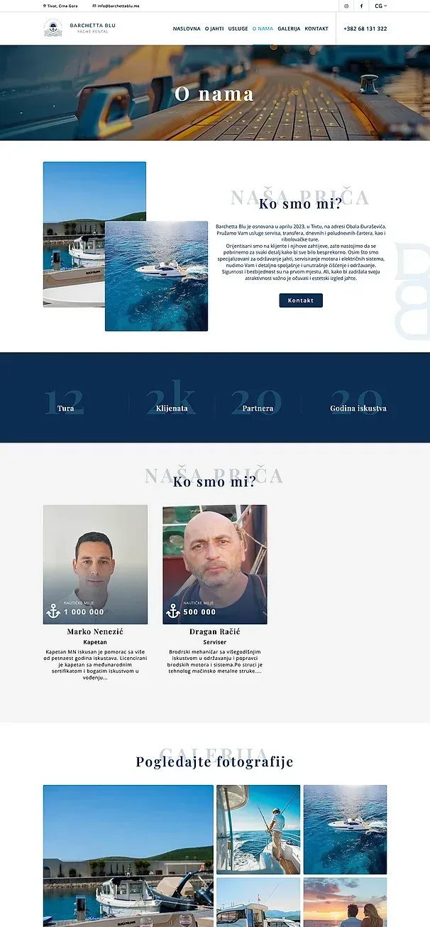 About us and Gallery — the Barchetta Blu site