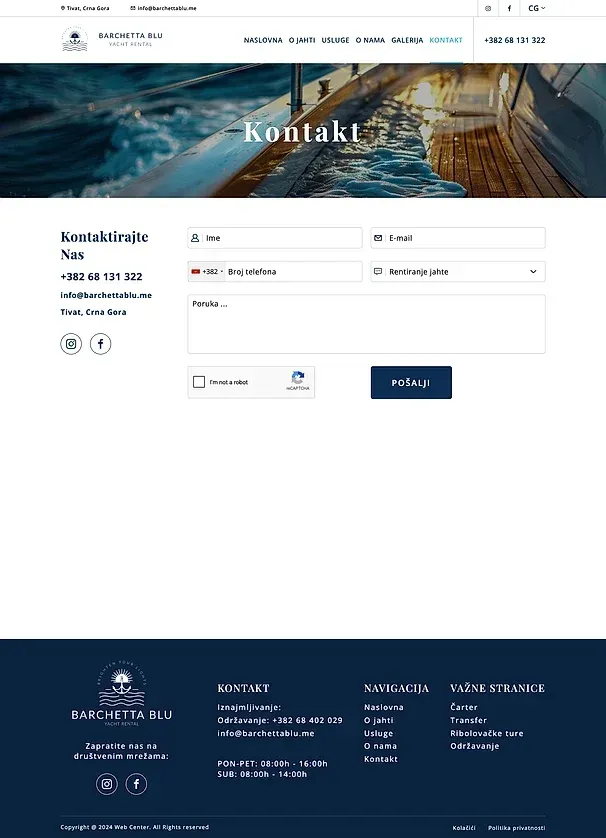 Contact — the Barchetta Blu site