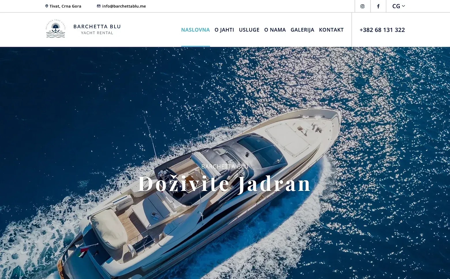 Startseite der Website Barchetta Blu