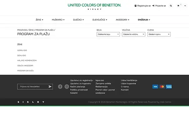 PROGRAM ZA PLAŽU and Gornji dio — the Benetton Crna Gora site