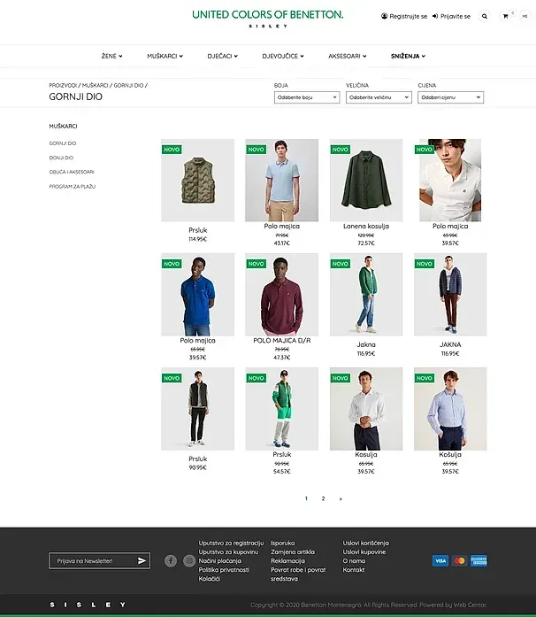 PROGRAM ZA PLAŽU and Gornji dio — the Benetton Crna Gora site