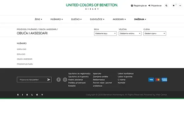 Donji dio and Obuća i aksesoari — the Benetton Crna Gora site