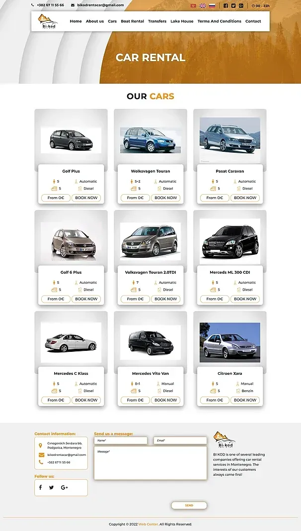 Über uns und Fahrzeuge — die Website von Bi-Kod Rent A Car
