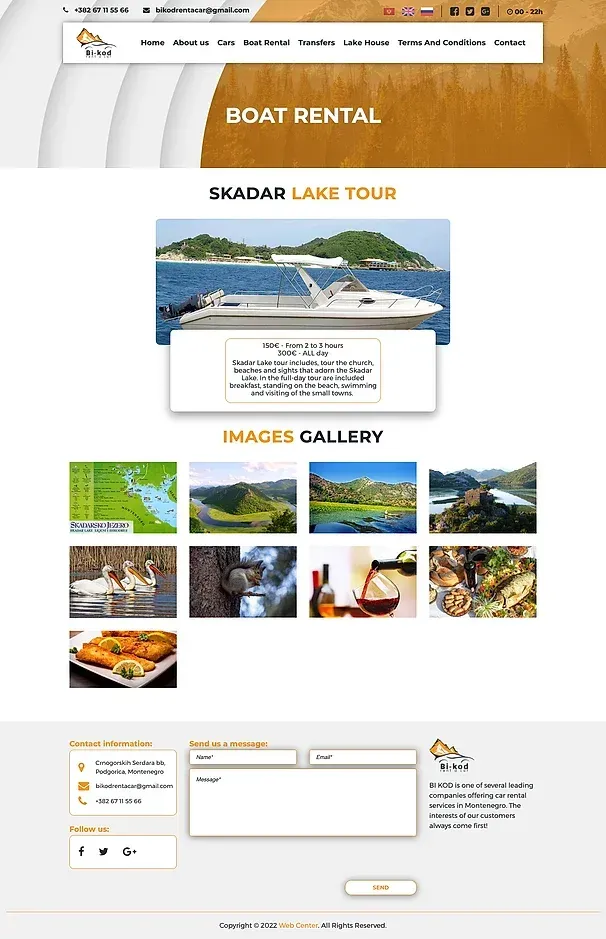 Boat Rental und Transfers — die Website von Bi-Kod Rent A Car
