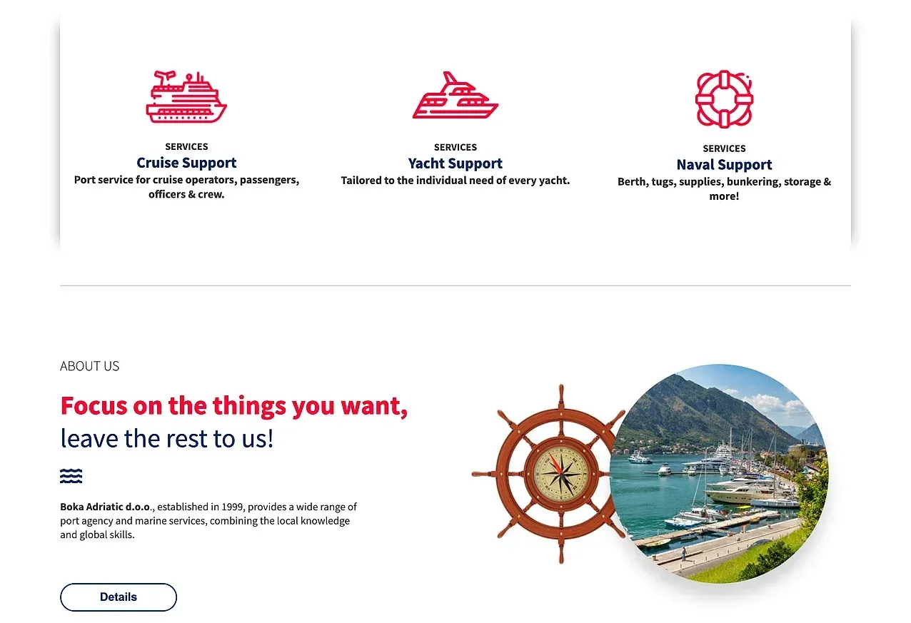 Startseite — die Website von Boka Adriatic Port Agency