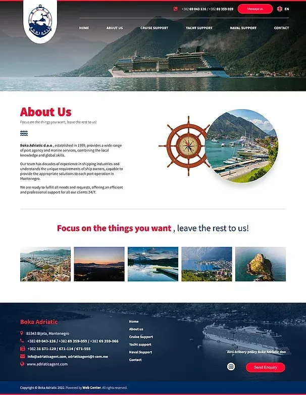 Über uns und Kreuzfahrt-Support — die Website von Boka Adriatic Port Agency
