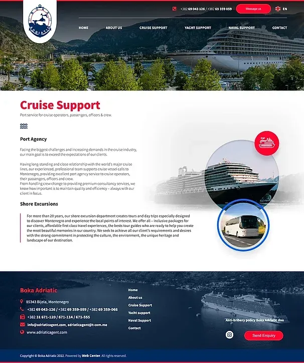 Über uns und Kreuzfahrt-Support — die Website von Boka Adriatic Port Agency