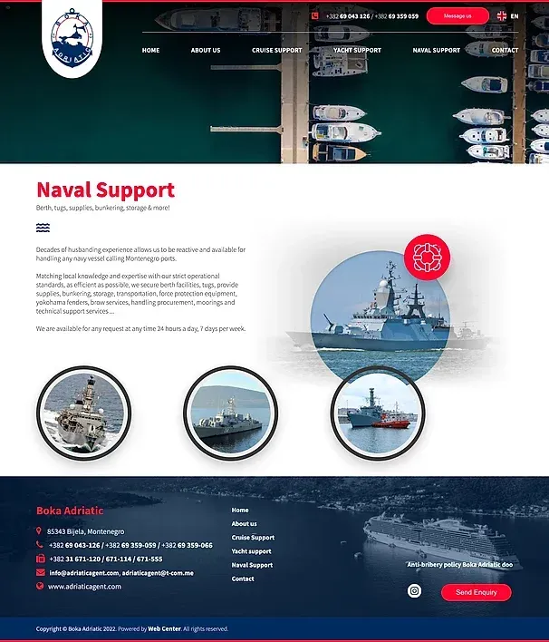 Yacht-Support und Marine-Support — die Website von Boka Adriatic Port Agency