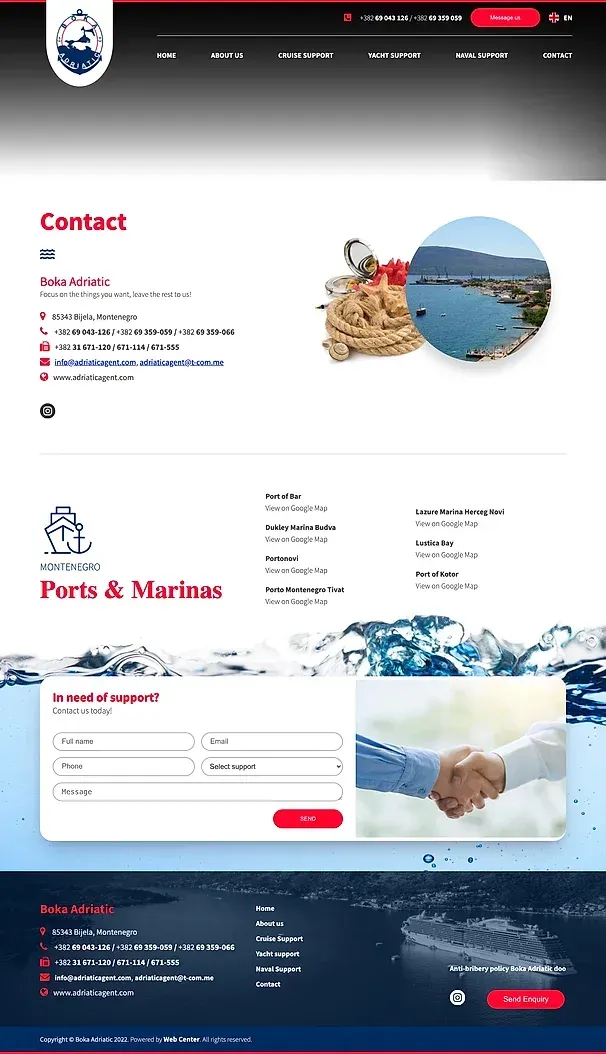 Kontakt — die Website von Boka Adriatic Port Agency