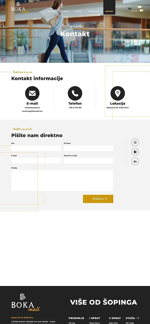 Geschäfte und Kontakt — die Website von Boka Mall