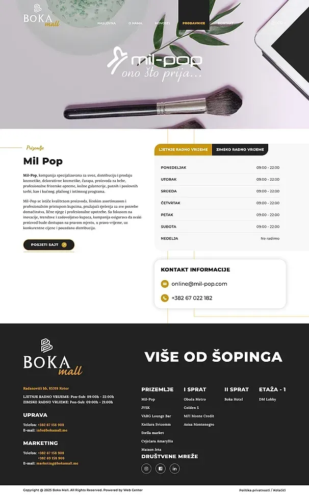 Mil-Pop und JYSK — die Website von Boka Mall