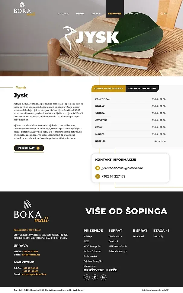Mil-Pop und JYSK — die Website von Boka Mall