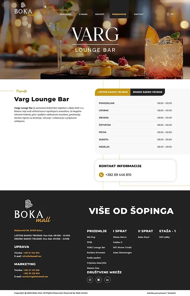 VARG Lounge Bar und Knižara Svicomm — die Website von Boka Mall