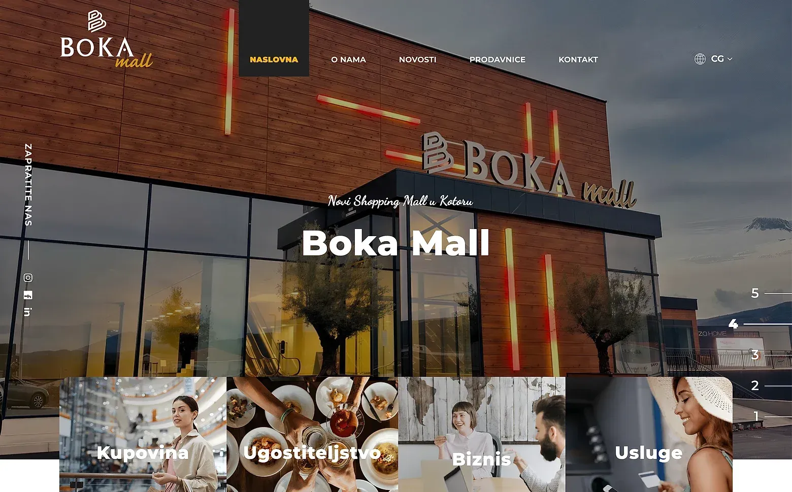 Home page of the Boka Mall website