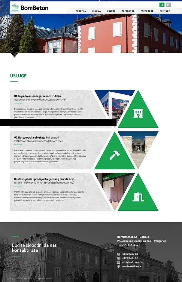 About us and Services — the BomBeton site