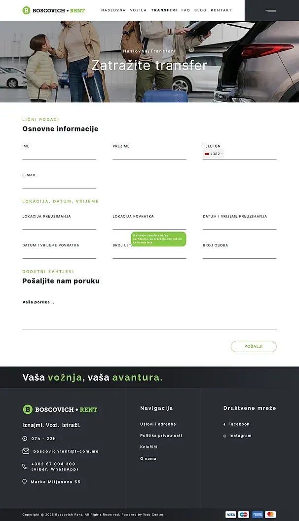 Fahrzeuge und Transfers — die Website von Boschovich Rent a Car