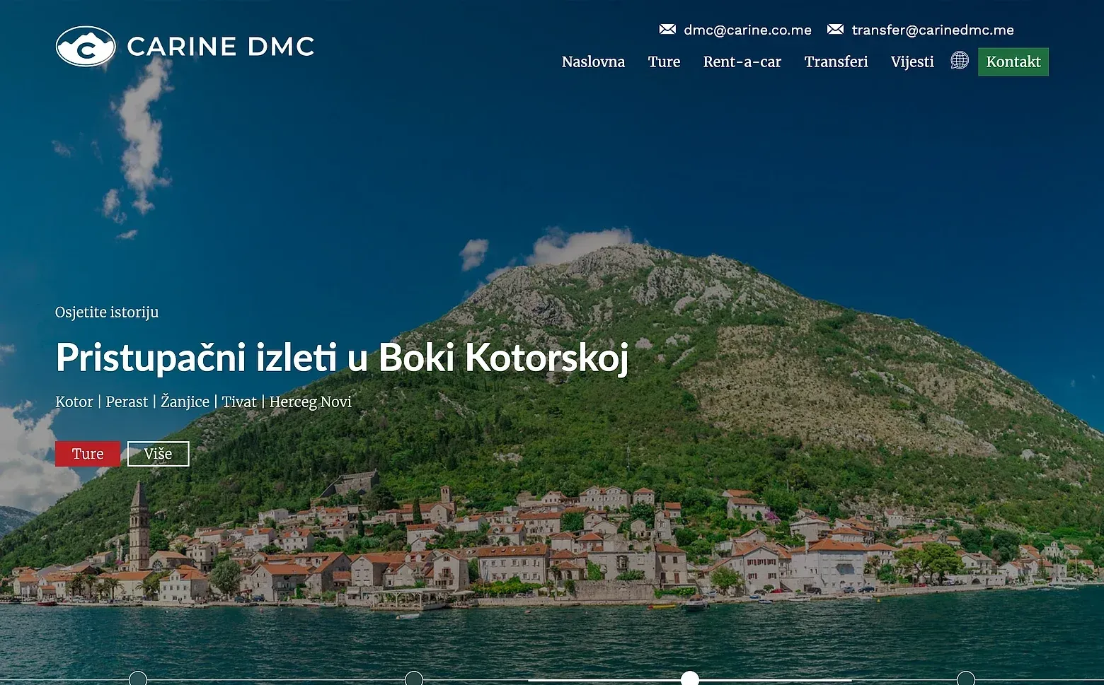 Home page of the Carine DMC website