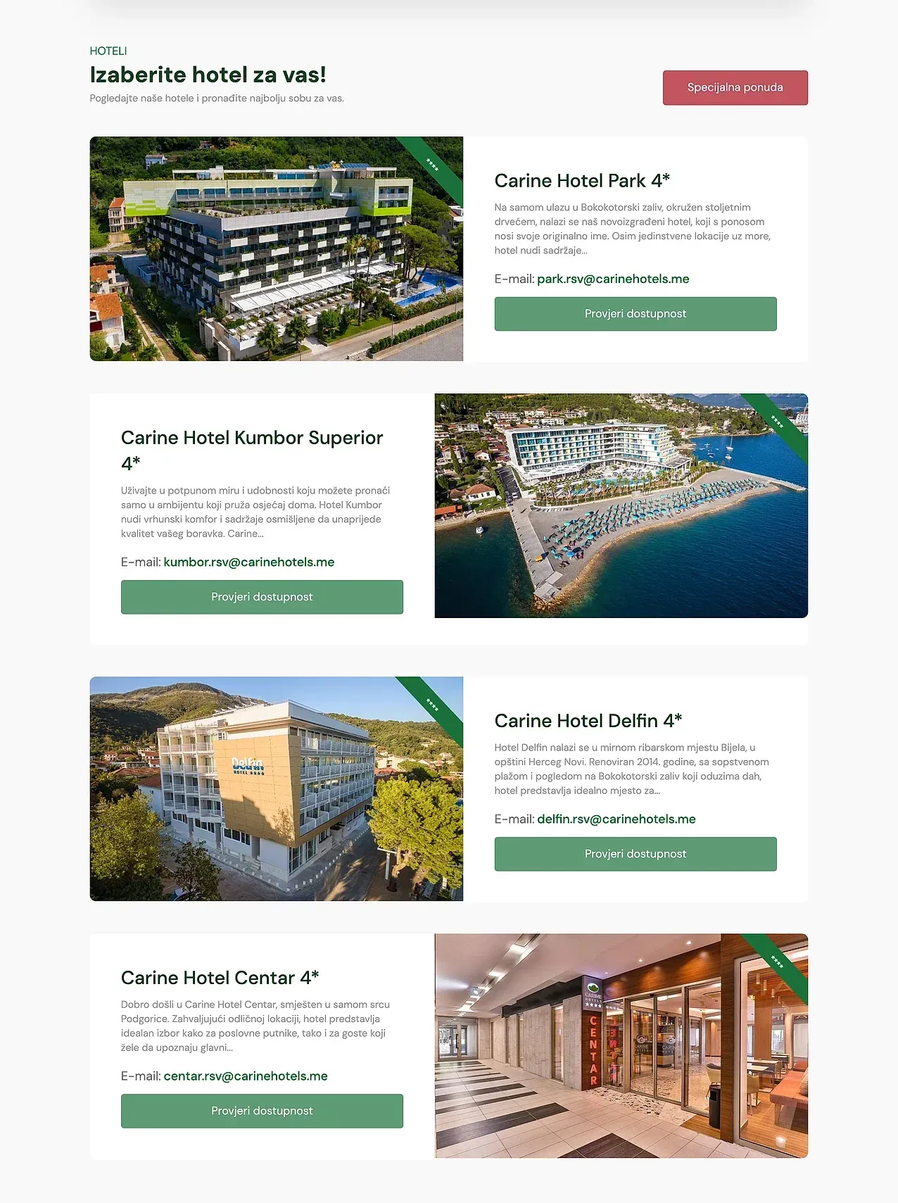 Home page — the Carine Hotels site
