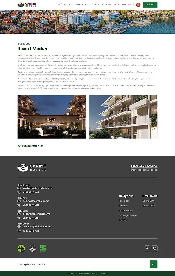 Carine Resort Medun 4* und Transfers — die Website von Carine Hotels