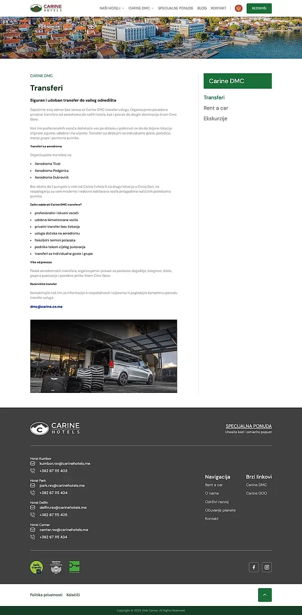 Carine Resort Medun 4* und Transfers — die Website von Carine Hotels