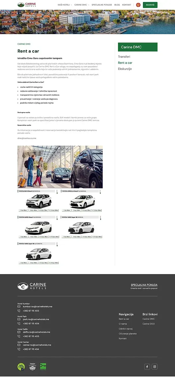 Mietwagen und Ausflüge — die Website von Carine Hotels