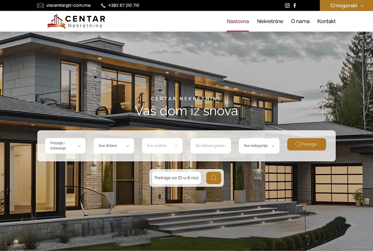 Startseite — die Website von Centar Nekretnine