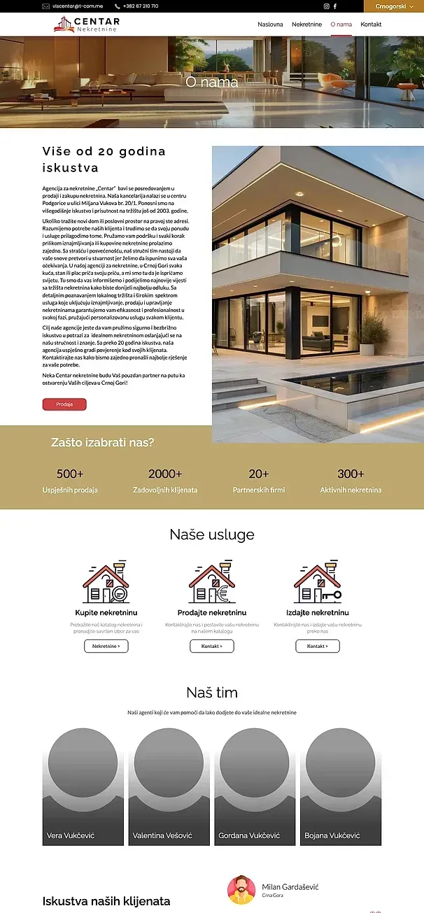 Immobilien und Über uns — die Website von Centar Nekretnine