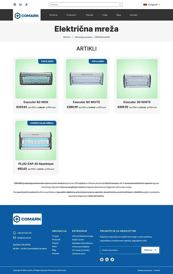 UV-Insektenlampen und Elektrisches Gitter — die Website von Comark