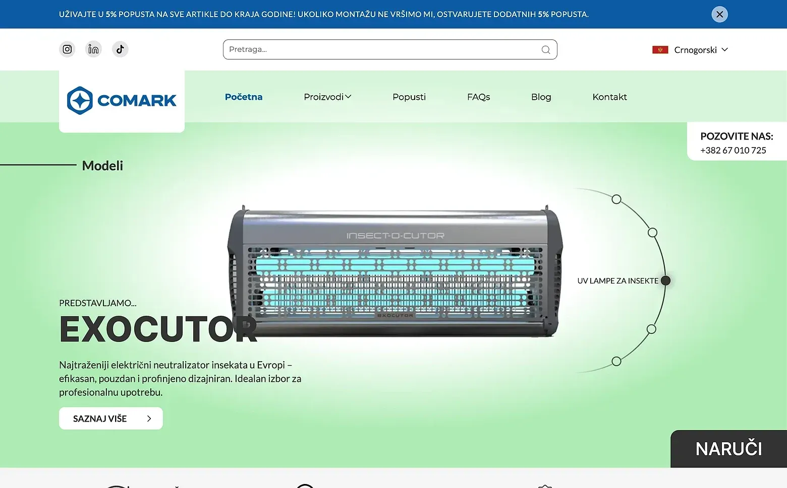 Home page of the Comark website