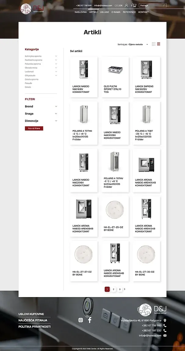 Products and Services — the D&J Horeca Centar site
