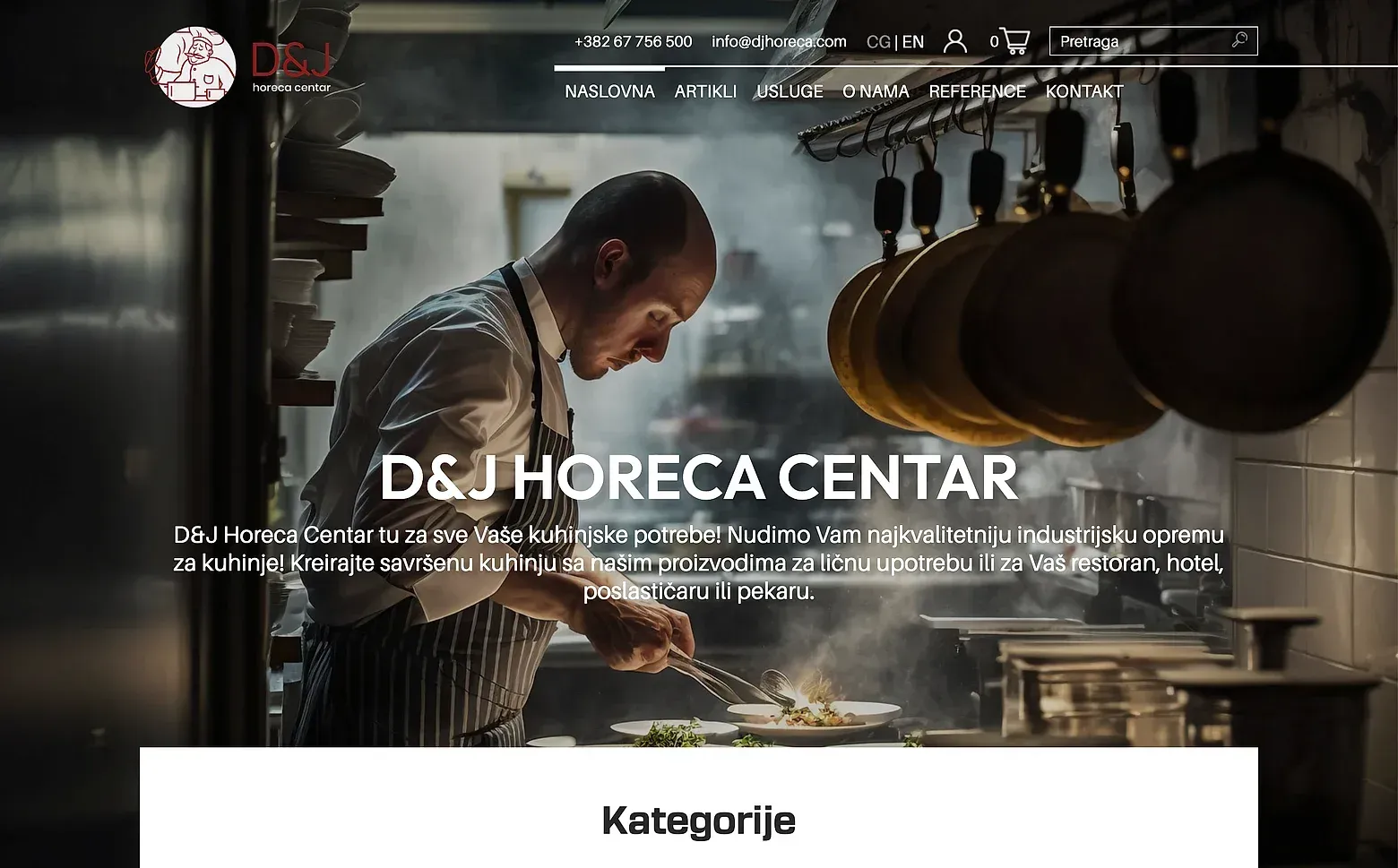 Home page of the D&J Horeca Centar website