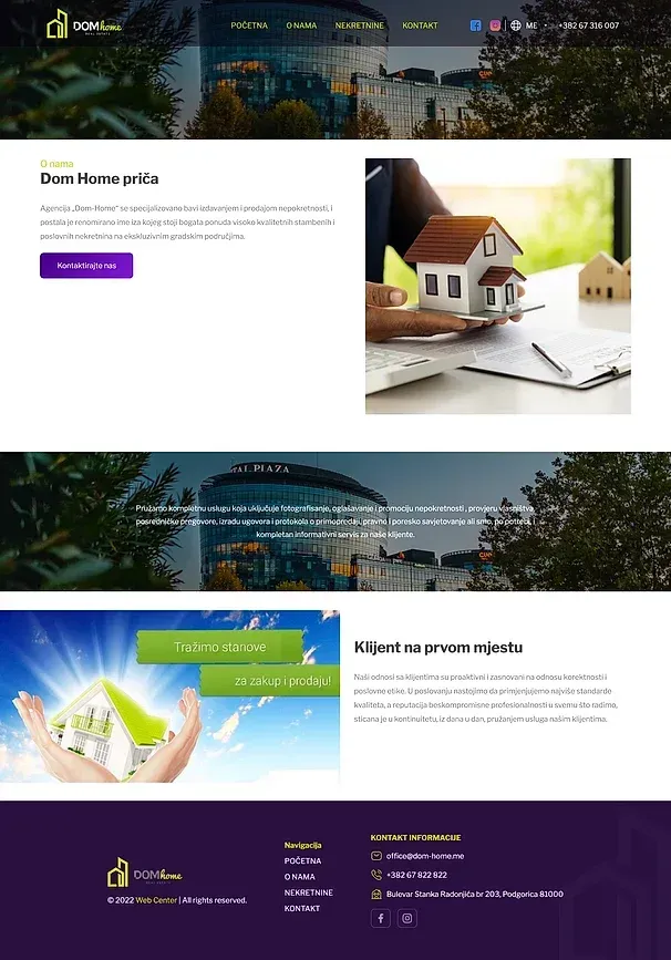 Über uns und Immobilien — die Website von Dom Home