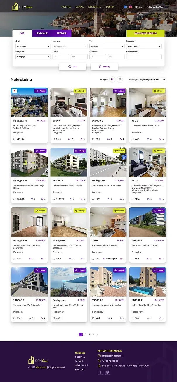 Über uns und Immobilien — die Website von Dom Home