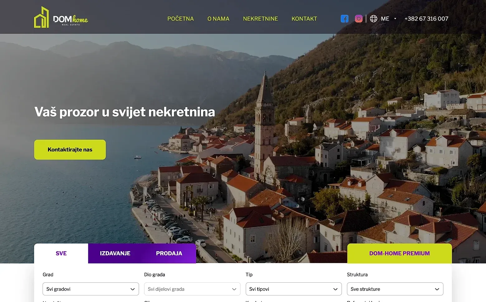 Startseite der Website Dom Home