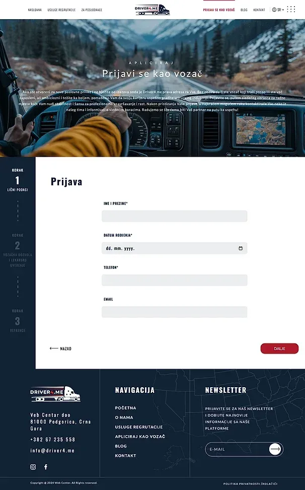 PRIJAVI SE KAO VOZAČ und Blog — die Website von Driver4.me