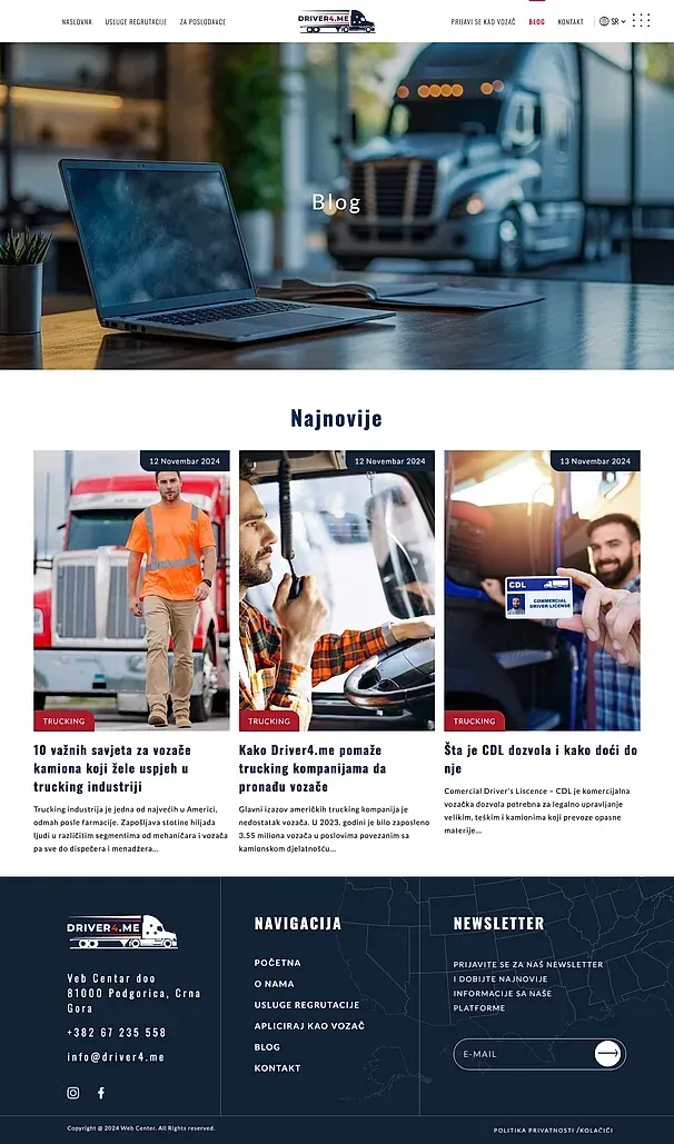 PRIJAVI SE KAO VOZAČ und Blog — die Website von Driver4.me