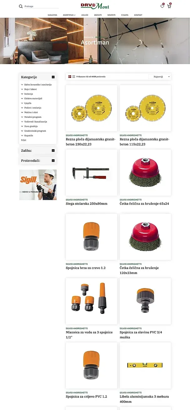 Sortiment und Fliesen- und Sanitärausstellung — die Website von Drvomont