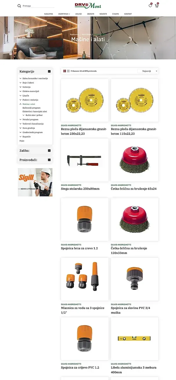 Böden und Tischlerei und Maschinen und Werkzeuge — die Website von Drvomont