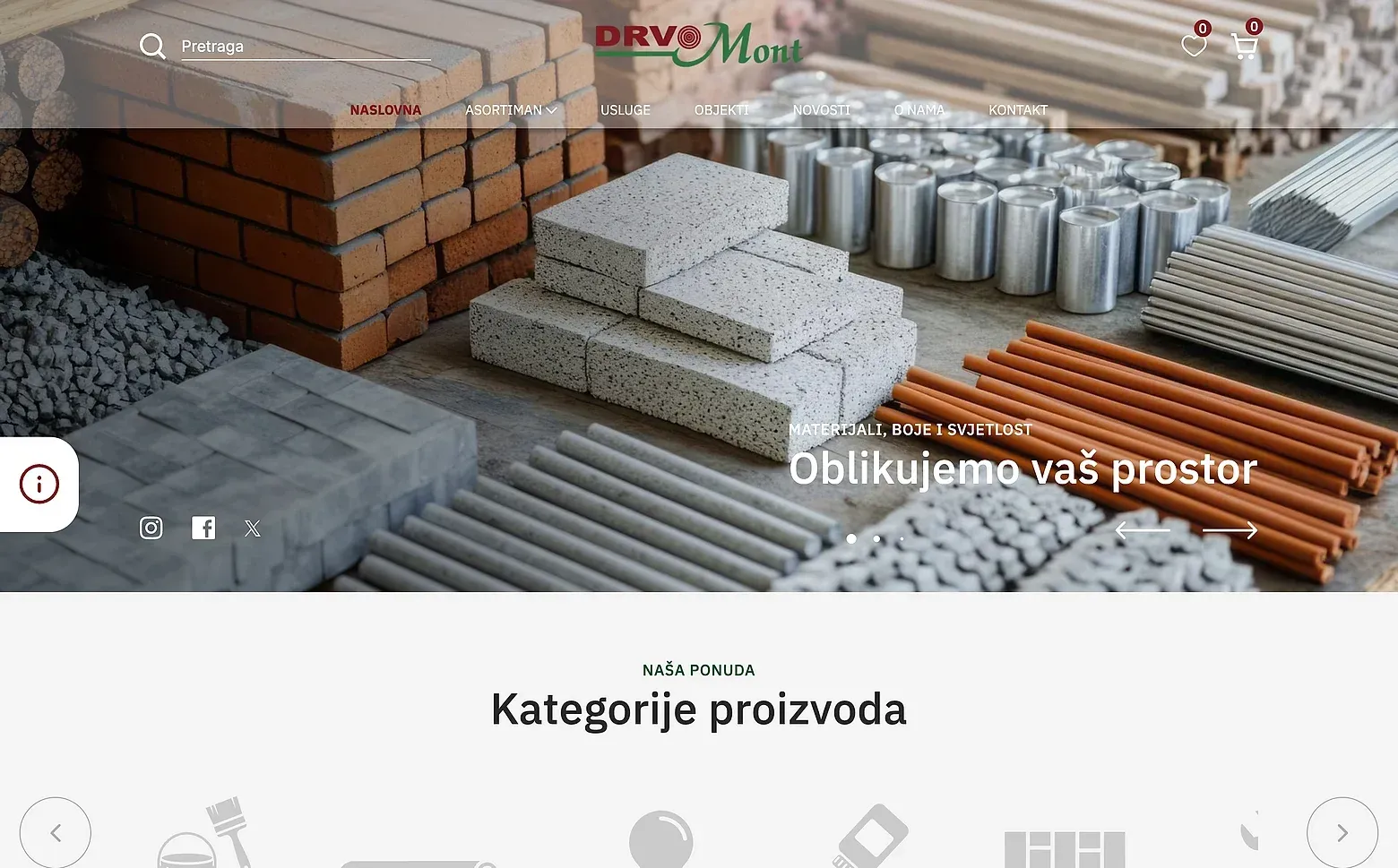 Home page of the Drvomont website
