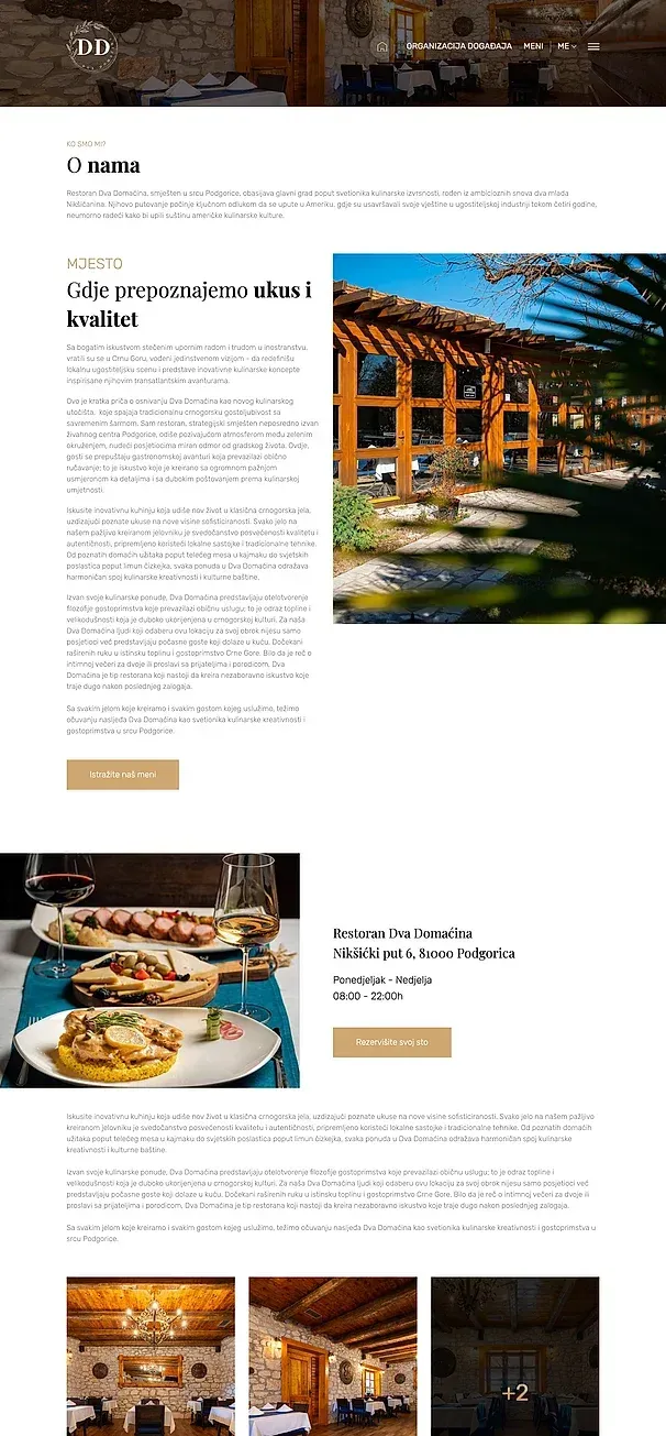 Über uns und Galerie — die Website von Dva Domaćina