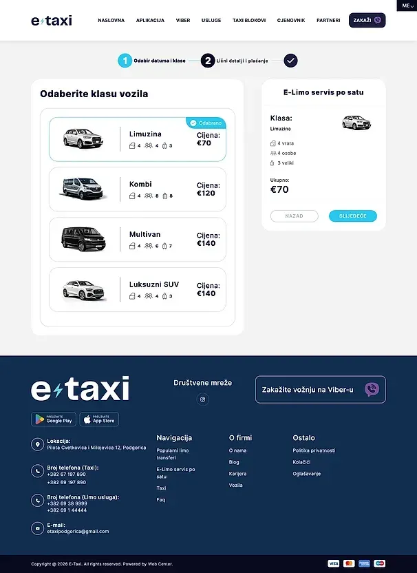 Stundenweise buchen und Jetzt buchen — die Website von E-taxi